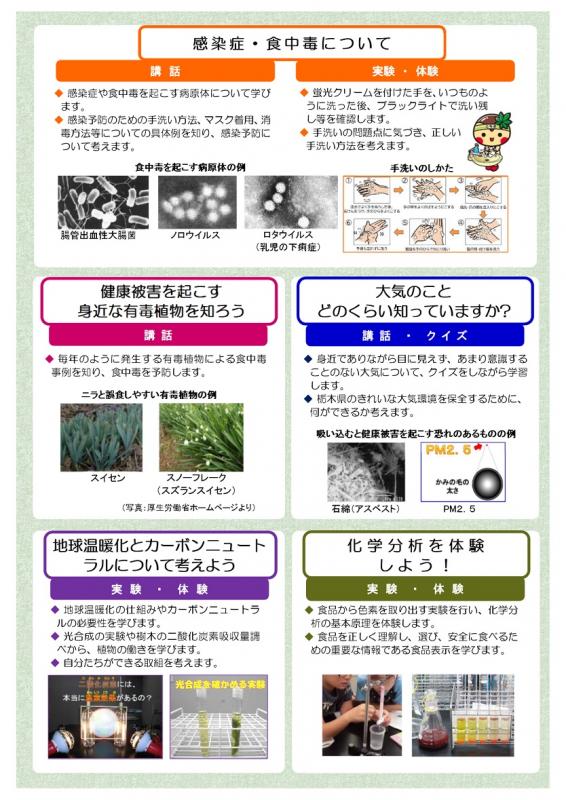保健環境学習講座の紹介リーフレットの3ページ目