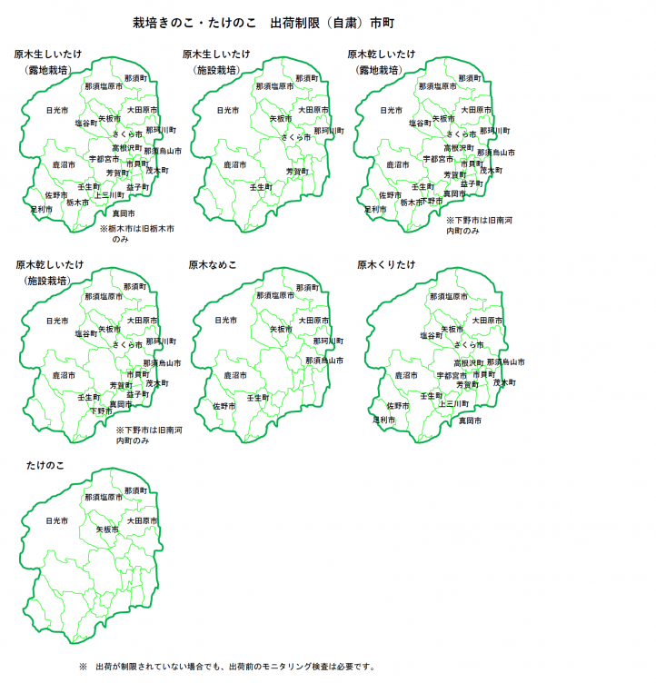 出荷制限市町（乾しいたけ２種）